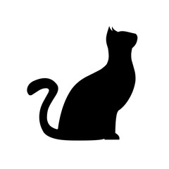 vector illustration of cat on white background. cat silhouette