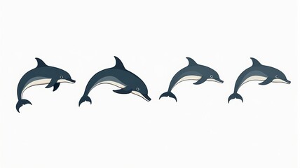 Obraz premium Illustrative Dolphins in Motion - Playful Marine Life Graphics