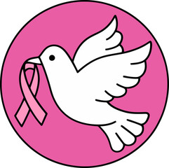 Dove with pink ribbon symbol for breast cancer awareness