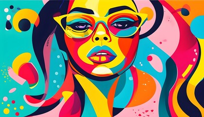 Vibrant Abstract Faces and Patterns Representing Artistic Expression and Individuality in a Unique Modern Illustration