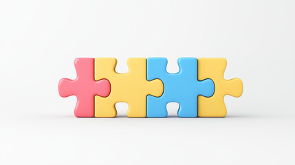 Fototapeta premium Colorful puzzle pieces connected together symbolizing teamwork, problem solving, and creativity