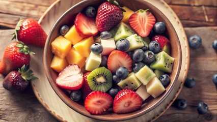 Vibrant Vegan Salad Bowl with Fresh Fruits and Vegetables