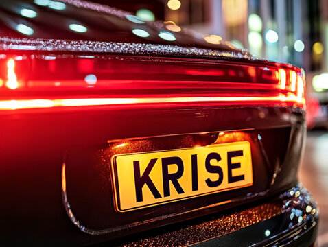 Auto und Autobauer in der Krise. Kennzeichen mit dem Wort Krise