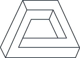 Optical illusion, unreal geometric element. Impossible abstract linear shape, visual delusion geometric figure flat vector illustration icon. Unreal line figure
