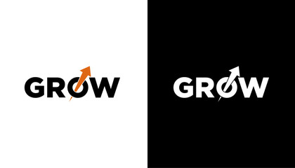 Modern growth logo design wordmark. Abstract arrow shapes logo design vector illustration. Symbol, icon, creative.