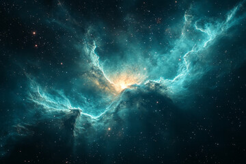 Fototapeta premium A dramatic, emerald-colored nebula formed from a supernova burst,