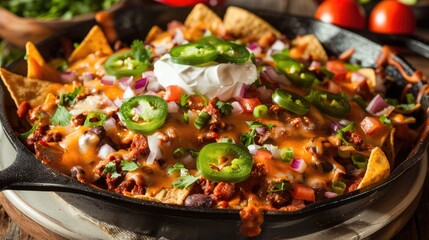 Cheesy Nachos with Sour Cream