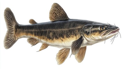 Channel catfish clipart, element, 3D illustration, realistic, isolated on white background