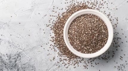 Chia seeds in a white bowl superfood ovals