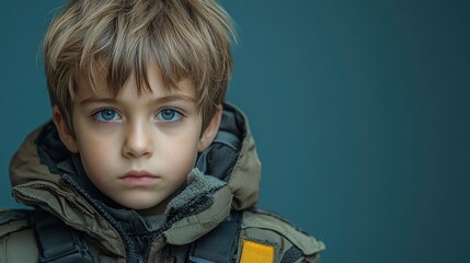 Young Boy with Serious Expression