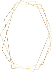 Golden Hexagonal Decorative Aesthetic Frame. Thin Gold Hexagon Border