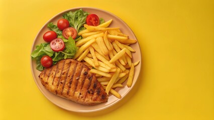 grilled steak with french fries