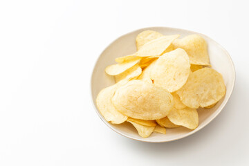 白背景にポテトチップス