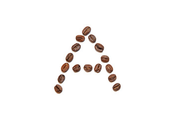 brown coffee bean letter A