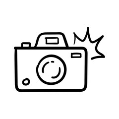 Hand Drawn Camera Doodle Icon for Creative Design and Photography