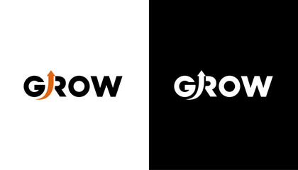 Modern growth logo design wordmark. Abstract arrow shapes logo design vector illustration. Symbol, icon, creative.