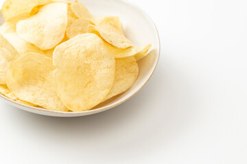 白背景にポテトチップス