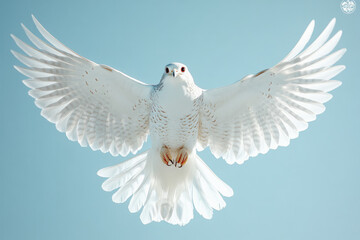 Fototapeta premium A platinum and ruby falcon with spread wings,