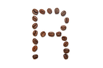 brown coffee bean letter R