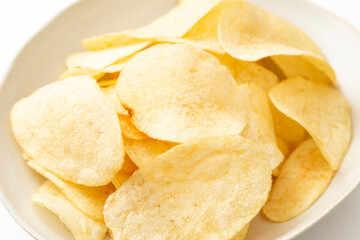 白背景にポテトチップス