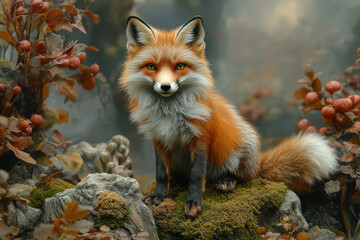 Fototapeta premium A copper fox with emerald eyes,