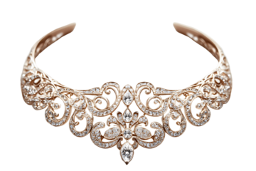 gold ring with diamonds on transparent background