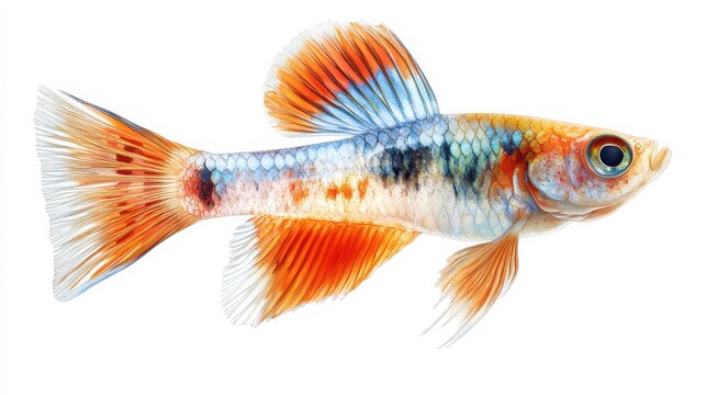 recommend clip art: Guppy clipart, element, 3D illustration, realistic, isolated on white background