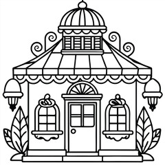 Russian Fairy Vitage House Coliring Page Line art