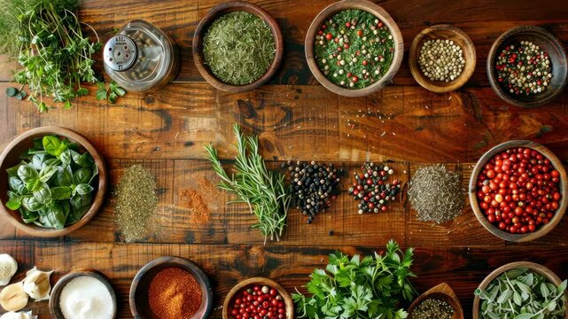 Exploring various herbs and spices for culinary delights in a rustic kitchen setting