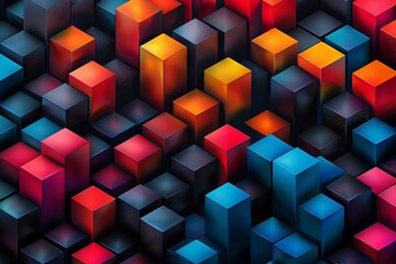 Obraz premium A dynamic and vibrant seamless pattern featuring a blend of geometric shapes and abstract elements. The bold colors and intricate design make this pattern perfect for use in advertising