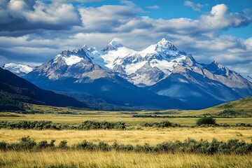 Fototapeta premium High rocks in mountain valley during sunrise. Natural summer landscape