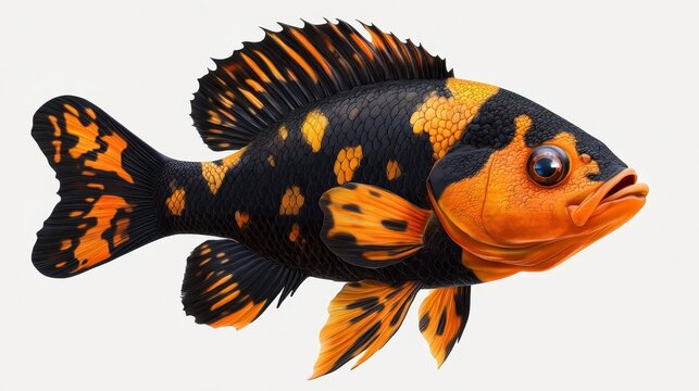 recommend clip art: Oscar fish clipart, element, 3D illustration, realistic, isolated on white background