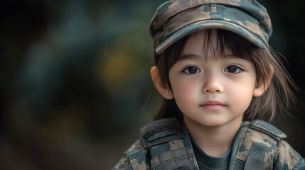 Portrait of a Young Girl Dressed in Military Attire