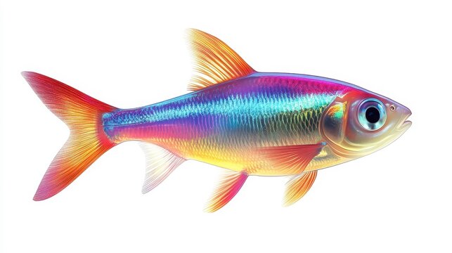 recommend clip art: Neon tetra clipart, element, 3D illustration, realistic, isolated on white background