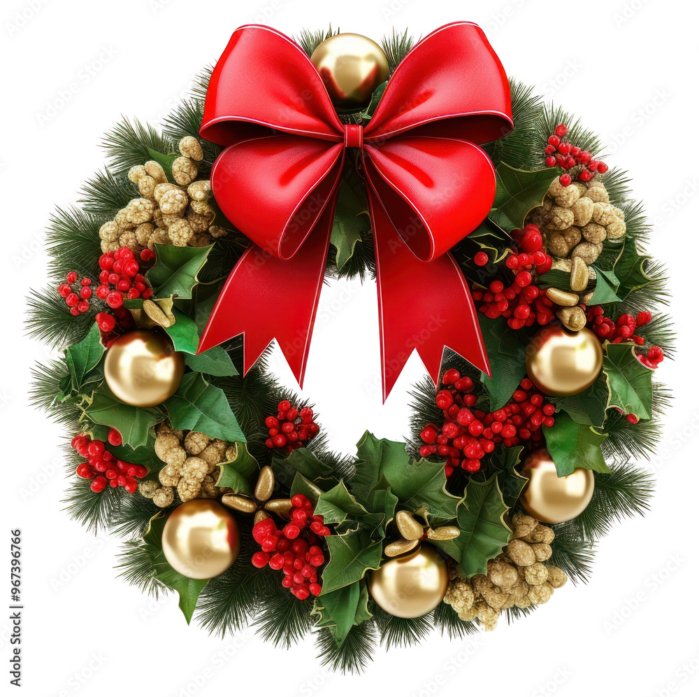 Canvas Prints PNG Wreath christmas gold white background.