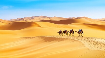 Camel Caravan in the Sahara Desert