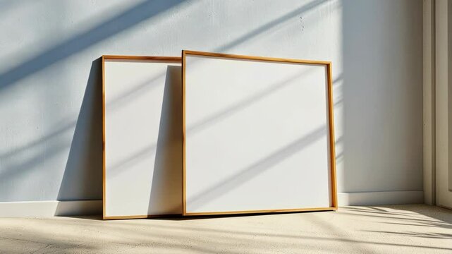 A blank canvas resting on a sunlit floor near a window in a bright room during the afternoon