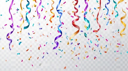 Colorful confetti and streamers for celebration.