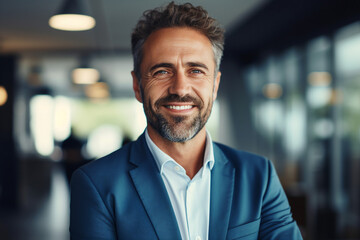 Obraz premium Successful business people person in modern interior office space building made with Generative AI artwork