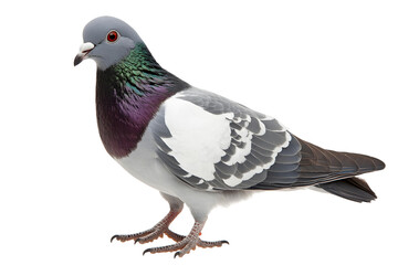 Isolated dove with grey feathers and blue beak, perched on transparent background