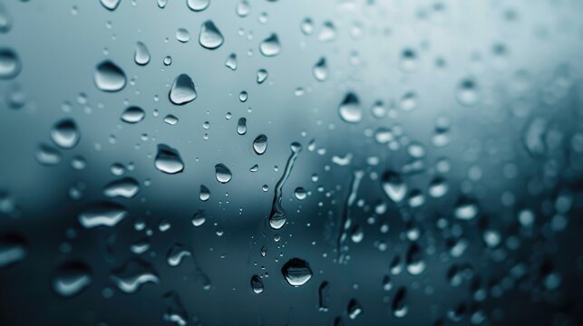 Close up of raindrops on a window - Powered by Adobe
