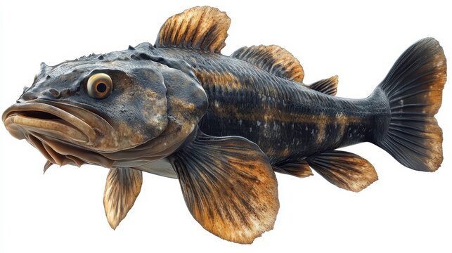 Mudfish clipart, element, 3D illustration, realistic, isolated on white background