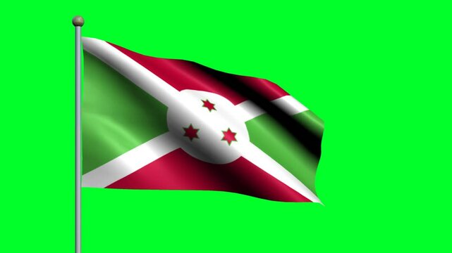 Flag of Burundy country. 3D waving animated flag.