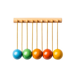 Colorful wooden kinetic toy with hanging balls, ideal for children's play and educational activities, promoting fine motor skills.