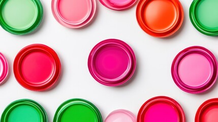 Colorful Round Plastic Caps on White Background