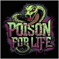 T-shirt design with a snake illustration