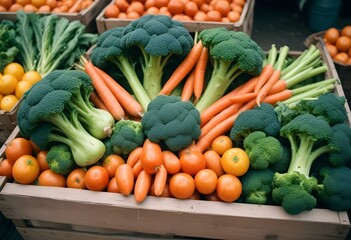 Fresh vegetables and fruits healthy eating organic retail supermarket generated by artificial intelligence