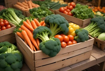 Fresh vegetables and fruits healthy eating organic retail supermarket generated by artificial intelligence