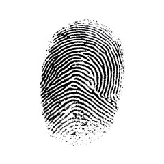 black fingerprint isolated on transparent or white background, biometric identification