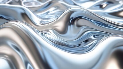 undulating chrome waves liquid metal surface reflective and glossy abstract futuristic background